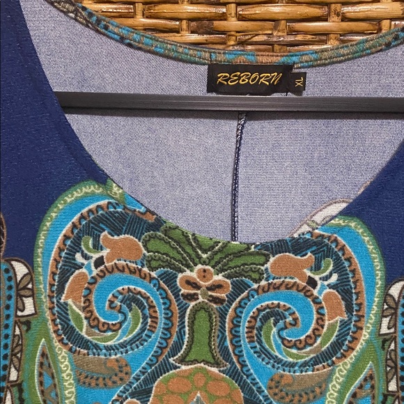 EUC Reborn blue green Boho design sweater sleeveless Maxi Dress XL - Picture 2 of 6